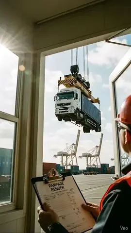 Truck's Sneaky Crane Ride—Container Lift Gone Wild