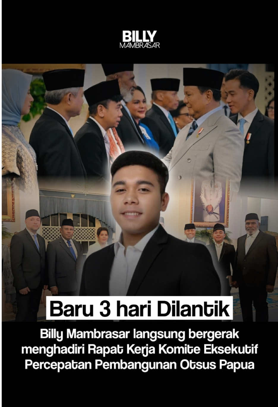 Belum genap tiga hari sejak saya dilantik sebagai Anggota Komite Eksekutif Percepatan Pembangunan Otonomi Khusus Papua, saya langsung bergegas untuk mulai bekerja. Langkah awal dimulai dengan koordinasi bersama kementerian terkait. Hari ini, saya bersama Ketua dan tim menghadiri rapat yang dipimpin langsung oleh Menteri Dalam Negeri, Bapak Tito Karnavian, di Kementerian Dalam Negeri. Rapat ini membahas sinkronisasi, harmonisasi, serta evaluasi program percepatan pembangunan otonomi khusus Papua, sebagai tindak lanjut dari arahan Presiden yang disampaikan kepada Bapak Menteri. Komitmen kami jelas: bergerak cepat, bekerja nyata, dan memastikan kebijakan otonomi khusus Papua berjalan efektif untuk kemajuan bersama. 🇮🇩 #BillyMambrasar #KomiteEksekutifPapua #Otsus #Papua #Mendagri   