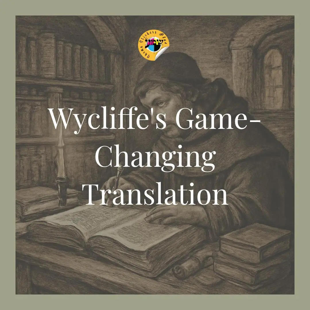 Here's a cool tidbit: The first complete English translation of the Bible was done by John Wycliffe in the 1380s. But here's the twist—his translation was from the Latin Vulgate, not the original Hebrew or Greek texts. This was a big deal because it made the Bible accessible to English speakers for the first time, even though it wasn't from the original languages. Wycliffe's work sparked a movement towards vernacular translations, paving the way for future versions. Just like Wycliffe made the Bible more accessible, our stickers make self-expression easy and fun. - Click the link in our bio to shop now! 🛍️ #BibleHistory #WycliffeTranslation #VernacularBible #BibleLovers #ChristianStickers