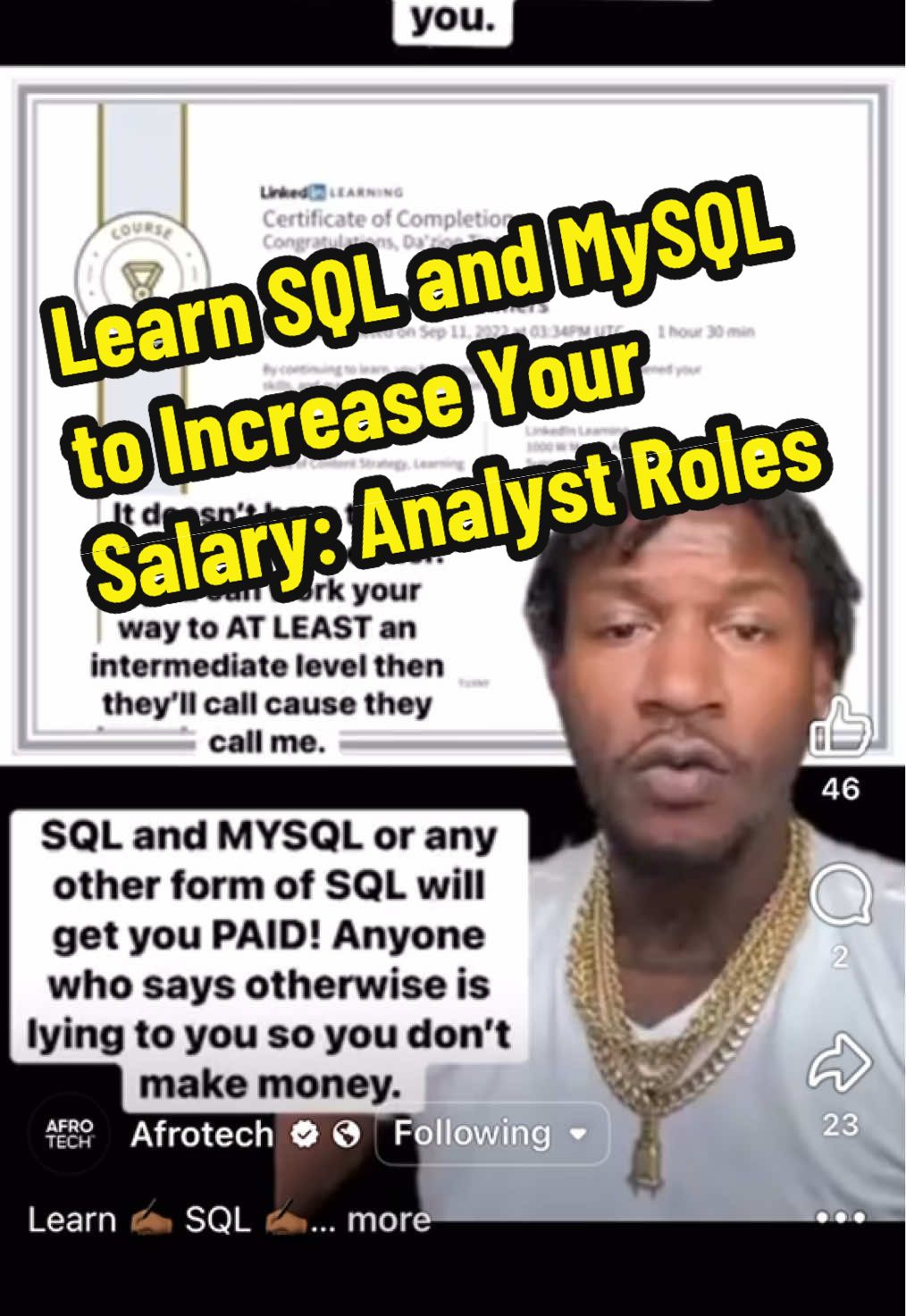 Learn SQL and MySQL to advance as a project manager, business analyst, IT systems analyst, healthcare administrator etc. SQL is used heavily across various industries.  #SQL #MySQL #DataAnalyst #BusinessAnalyst #Projectmanager 