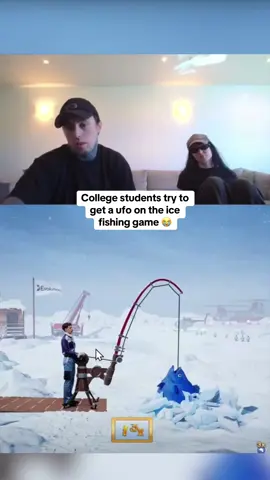 College students try to get a ufo on the ice fishing game 😭 #kickstreaming 