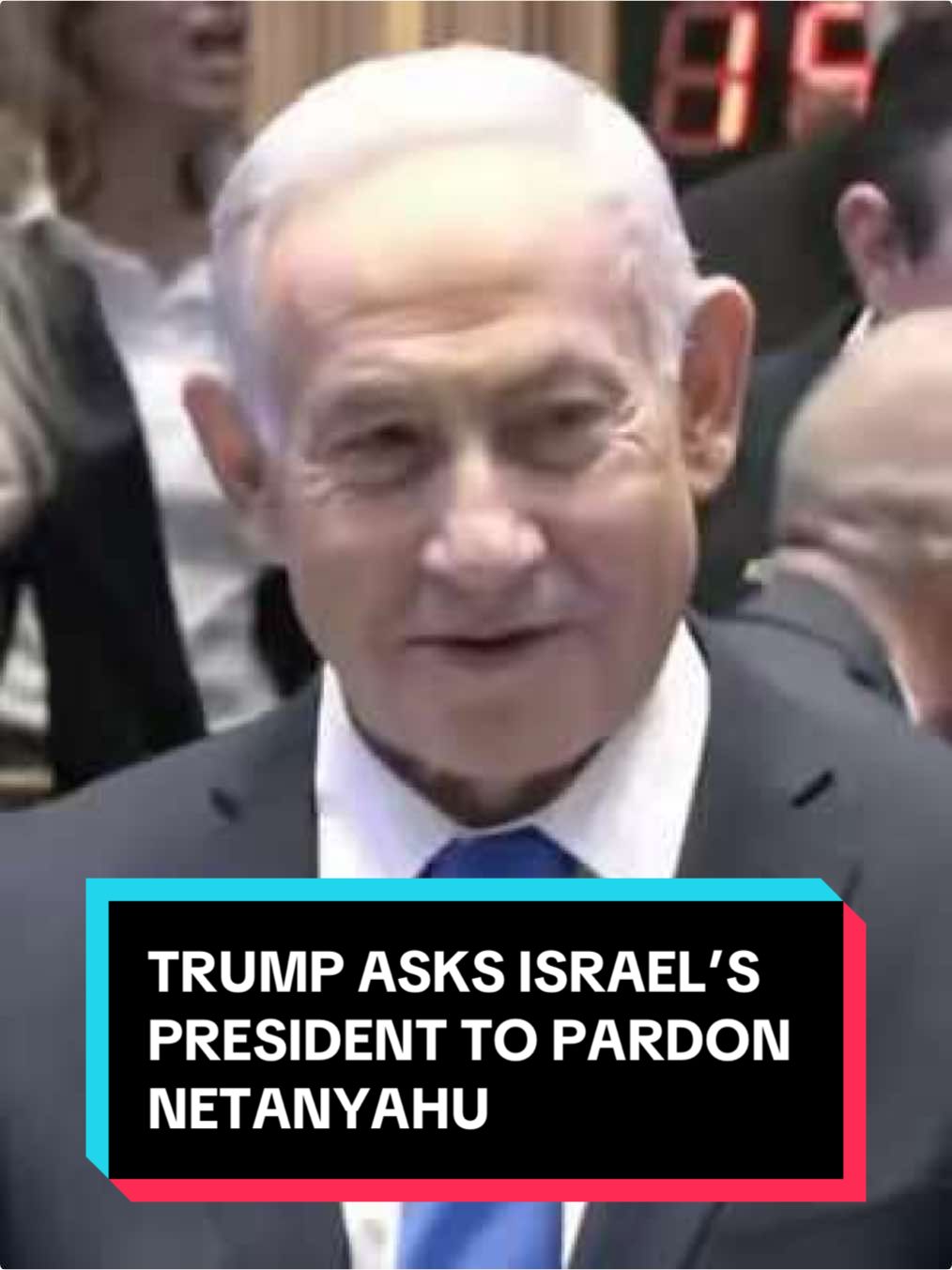 #DonaldTrump asked #Israel's president, Isaac Herzog, to pardon Prime Minister Benjamin Netanyahu during an address to the Knesset on Monday. 