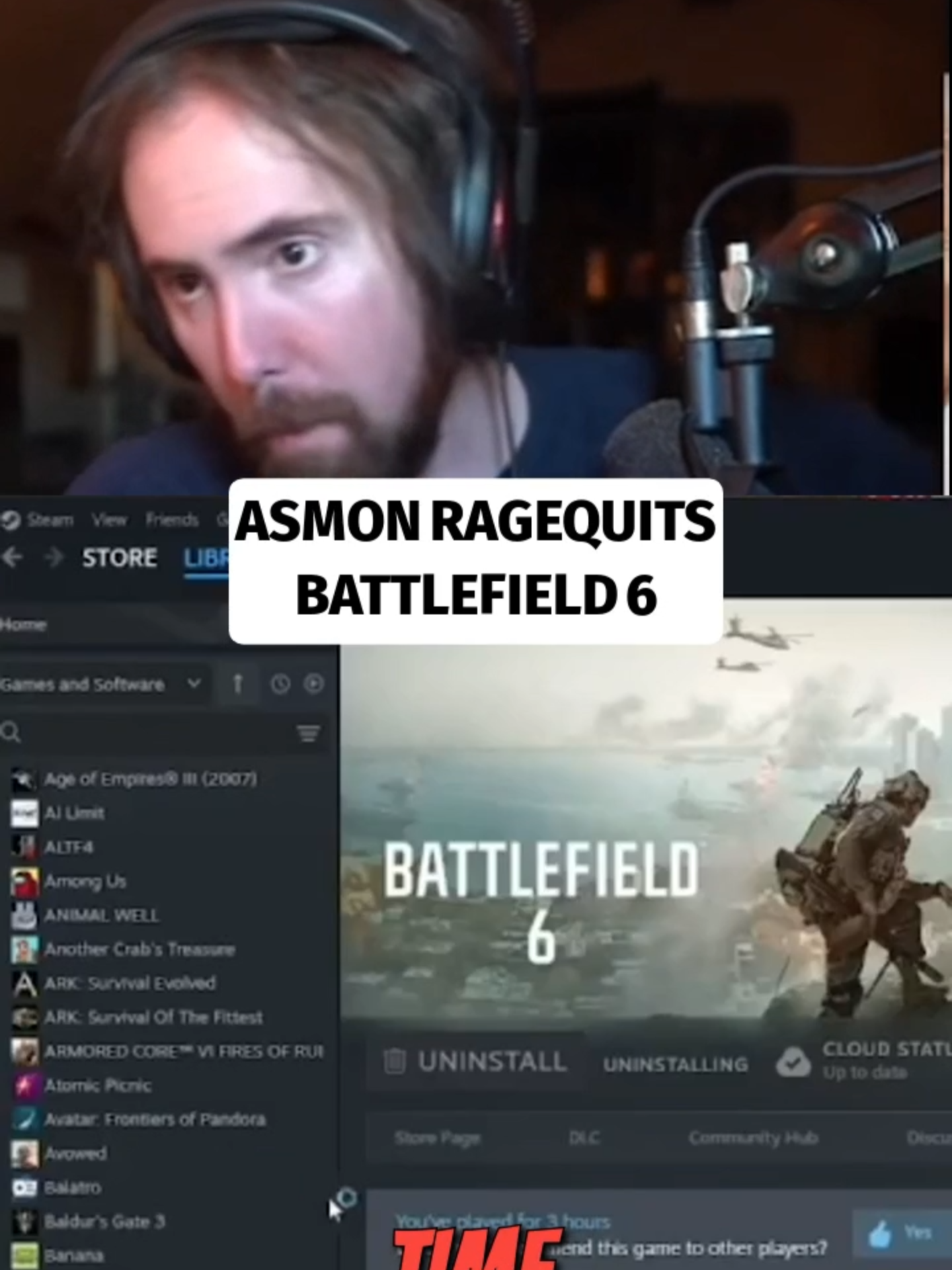 Asmongold RAGEQUITS Battlefield 6 #asmongold #twitch #asmon #streamhighlights #battlfield6