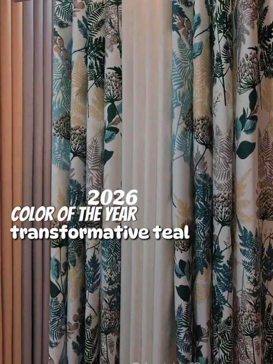 2026 COLOR OF THE YEAR CURTAIN.transformative teal color.☘️💙#coloroftheyear #transformativeteal #christmascurtain #curtain #aestheticcurtains 
