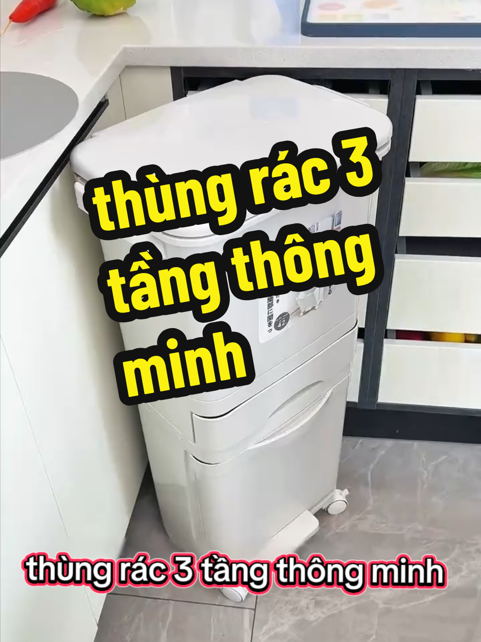 thùng rác đa năng cho nhà bếp #thungracthongminh #thungracdanang #thungrac3tang #thungracnhabep 