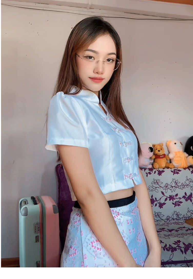 With Burmese dress🤍🐇