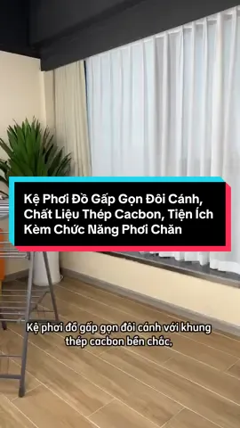 Kệ Phơi Đồ Gấp Gọn Đôi Cánh, Chất Liệu Thép Cacbon, Tiện Ích Kèm Chức Năng Phơi Chăn #trending #xuhuong #goodthing #kephoido 