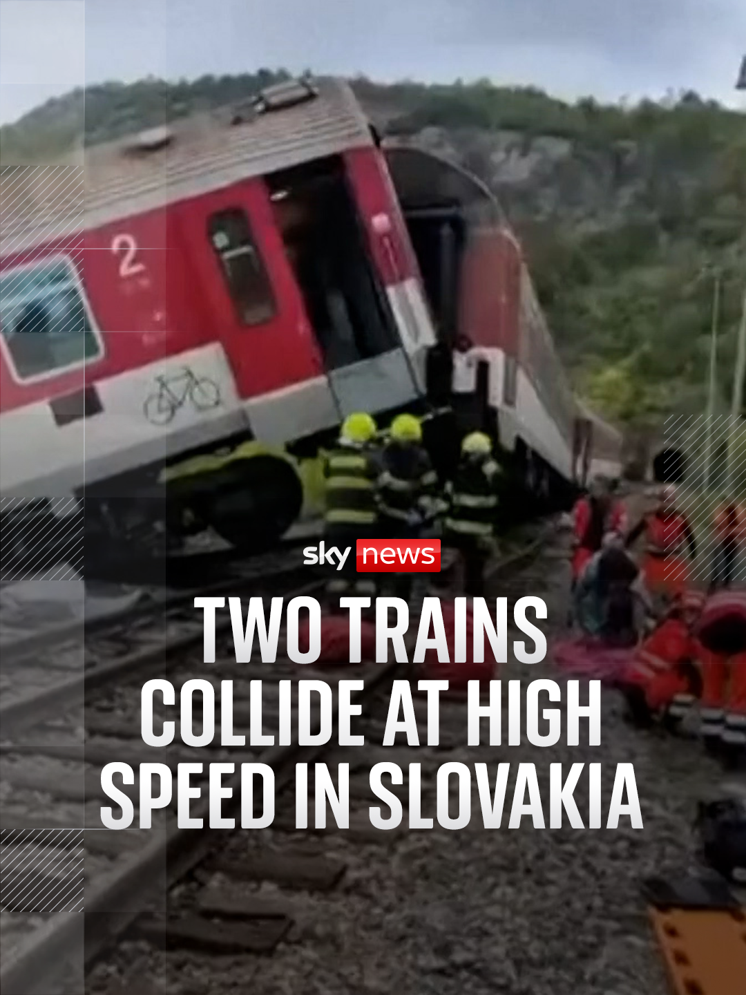 Two fast trains have crashed head on in Slovakia leaving dozens of people injured, two of them in a critical condition. The trains collided in the small town of Roznava, in the east of the country, shortly after 8am this morning, according to Slovak Railways. #slovakia #trains #crash