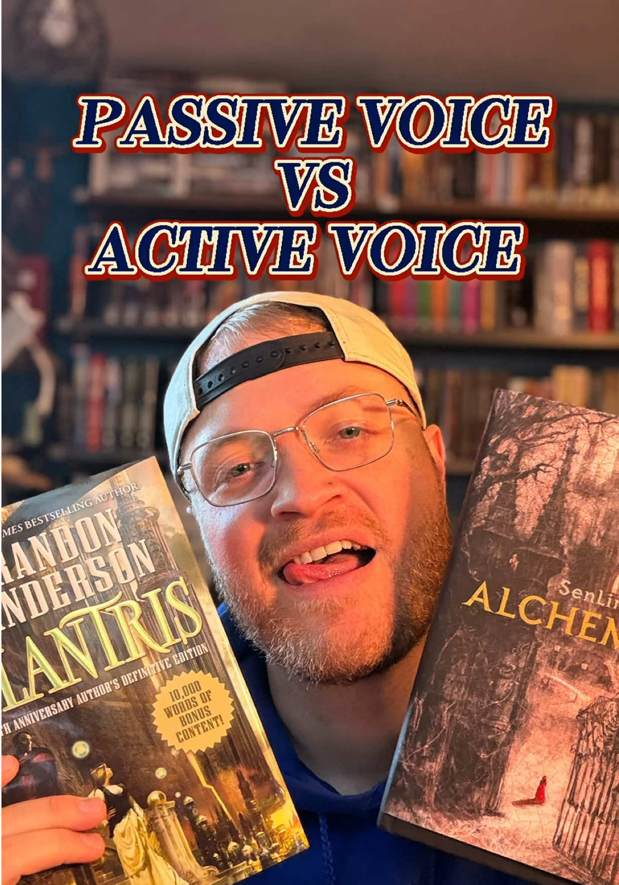 Passive Voice vs Active Voice  I wanted to break down this narrative structure to help explain issues I have been seeing come up in reviews for Alchemised. This is also something I notice being an issue for readers with Brandon Sanderson’s Elantris as well.  This technique is tough but when done well can be rewarding for readers, especially in the fantasy genre. #books #reading #book #BookTok 
