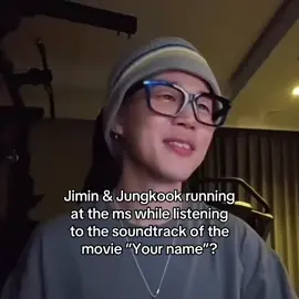 Jimin & Jungkook running at the ms while listening to the soundtrack of the movie “Your name”? #Jikook #jungkook #jimin #kookmin #jikookvideos 