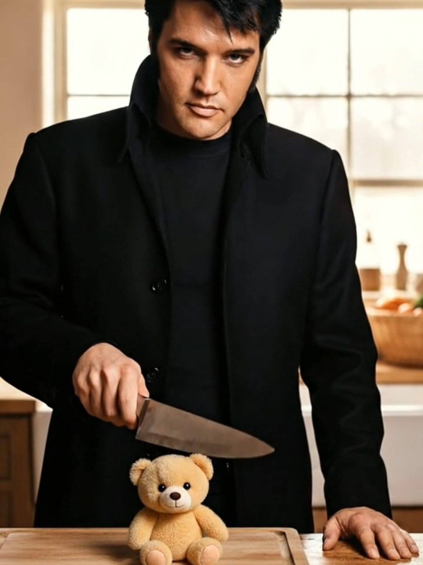 Elvis Cuts a jam filled Teddy Cake ASMR Satisfying #elvis #Presley #Ai #asmr