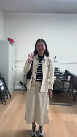 what I wore today to church #outfitdetails @Salomon #salomonxt6 @snowpeakusa @株式会社スノーピーク skirt @madewell knit top @American Vintage Officiel 🎈 jacket and @standoil purse #wiwt #cottagecorefashion #everydaymadewell 