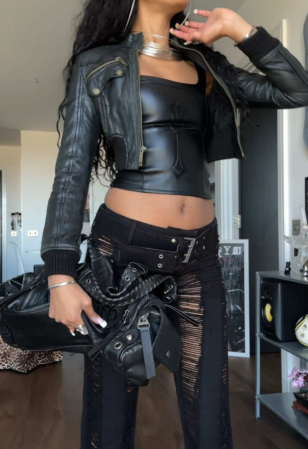 black leather get ready with meeee 