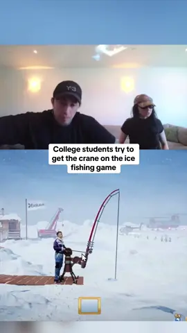 College students try to get the crane on the ice fishing game #kickstreaming 