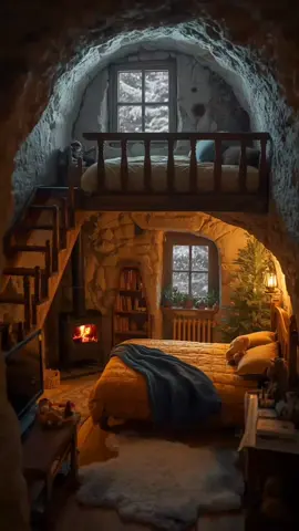 #CozyCaveRetreat #VintageWinterVibes #SnowyHideaway #ChristmasCozyAesthetic #WarmDreamRoom