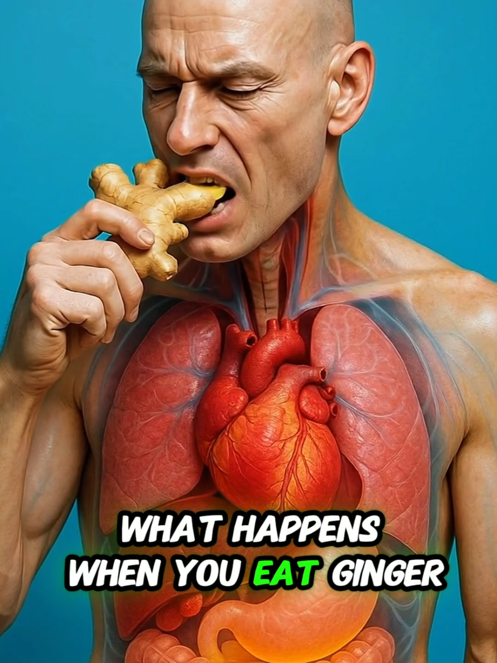 Science in action. What happens while eating ginger inside of your body? #humanbody #anatomy #health #sciencetok #aiart 
