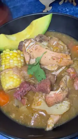 Quien Quiere Sancocho!???  best part of this meal… It tastes better on the second day IYKYK 😜🤌🏽🤌🏽 Ingredients:  Meats: 	•	2 lbs USDA Choice beef (chuck or stew meat), cut into chunks 	•	1 ham steaks, diced 	•	8 skinless bone-in chicken thighs Root Vegetables & Starches: 	•	2 green plantains, peeled and cut into thick rounds 	•	2 cups malanga, peeled and cubed 	•	2 cups yautía (taro), peeled and cubed 	•	2 cups ñame (yam), peeled and cubed 	•	2 cups yuca (cassava), peeled and cut into chunks 	•	4 ears corn, cut into rounds Seasonings: 	•	4 tbsp adobo (or to taste) 	•	2 tsp dried oregano 	•	2 tsp paprika 	•	Salt and black pepper, to taste         •      1 Cubanelle pepper into 1 inch rounds  Step 1 – Cook the Meats (30 minutes): In a large caldero or heavy pot, heat olive oil over medium-high heat. Season your beef and chicken with adobo, oregano, and paprika. Brown the meats in medium/high heat and simmer for 30 minutes until the meats start to get tender. Step 2 – Build the Flavor Base (10 minutes): Add sofrito, celery, carrots and onions, Stir well, scraping up the bottom of the pot. Let it cook together for 10 minutes, until the broth deepens in color and aroma. Step 3 – Add the Viandas (20 minutes): Add the malanga, yautía, ñame and yuca. Simmer for 20 minutes, stirring occasionally, until the roots begin to soften. Step 4 – Add Pumpkin and Pepper (15 minutes): Add the pumpkin and cubanelle pepper. Continue simmering for 15 minutes, until the pumpkin melts slightly into the broth and gives it that golden color. Step 5 – Add Corn and Plantain Dumplings (15 minutes): Finally, add the corn rounds and plantain dumplings. Cook for another 15 minutes, until everything is tender and the broth is thick and hearty.