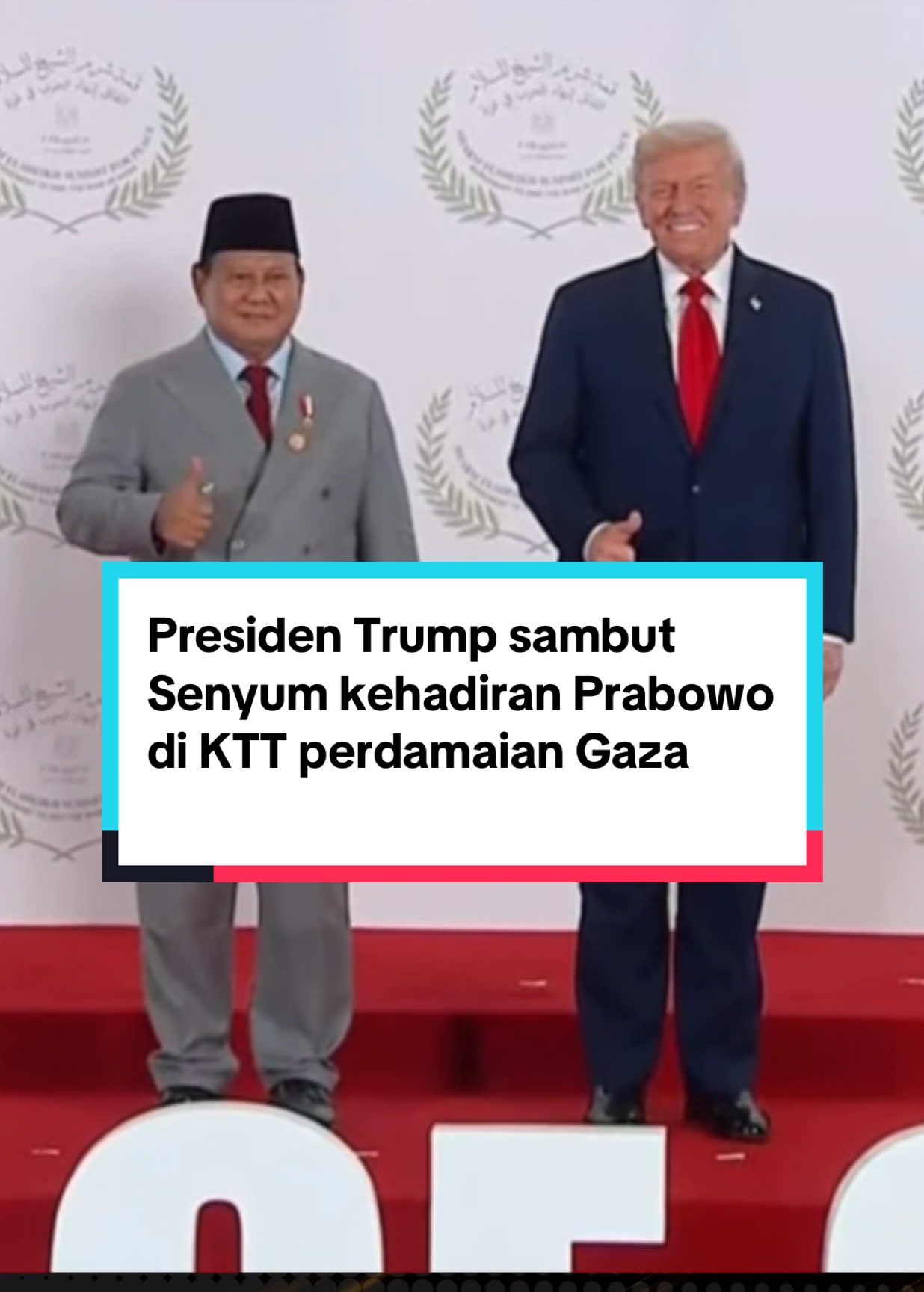 Momen Presiden Donald Trump sambut senyuman saat Presiden Prabowo hadir di KTT Perdamaian Gaza di Mesir #fyp #prabowo #prabowosubianto #gaza #donaldtrump 