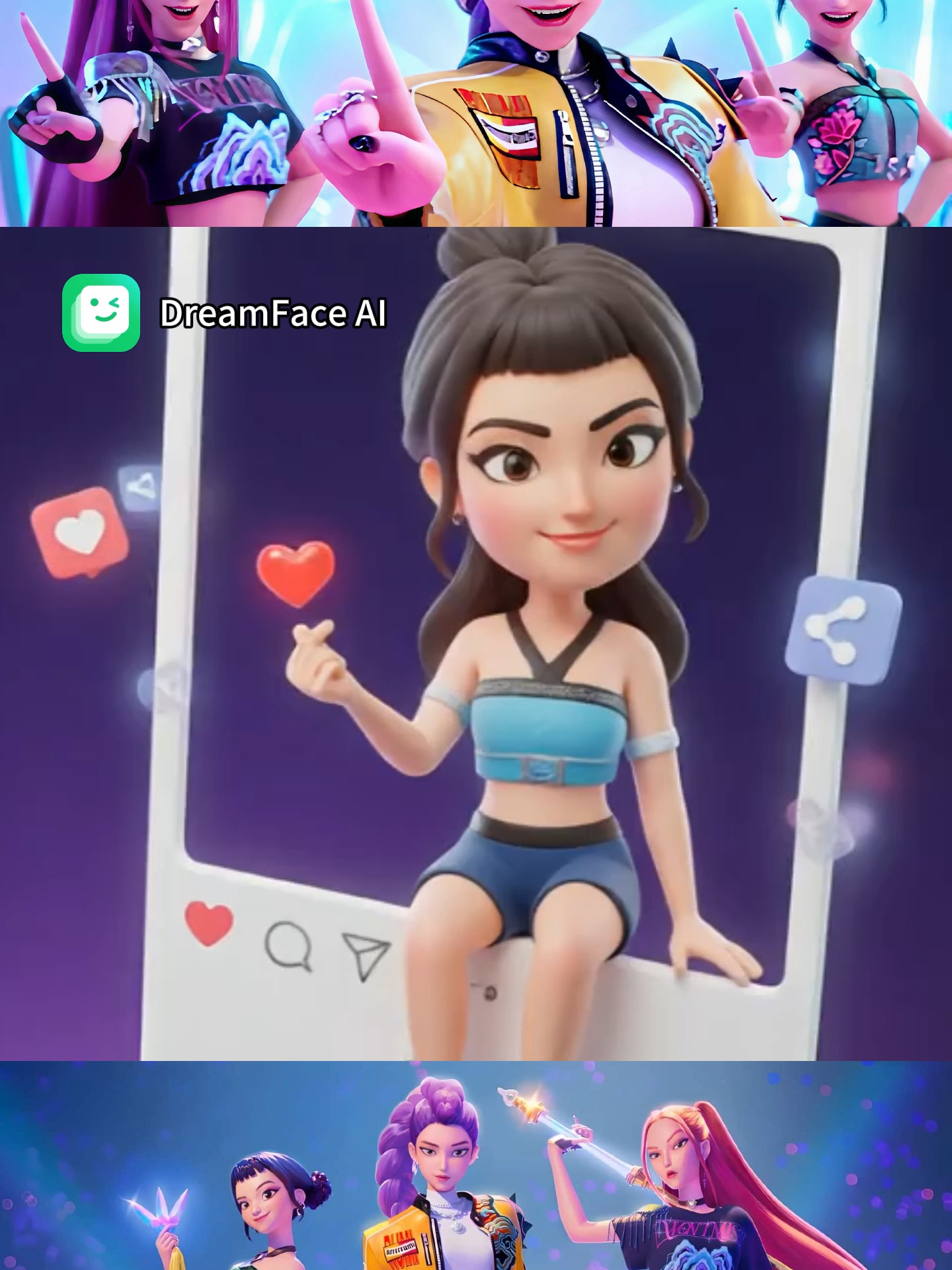 Kpop demon hunters singing.（ Video created by Dreamface AI） #dreamface #kpopdemonhunter #generativeai #anime #videogenerator