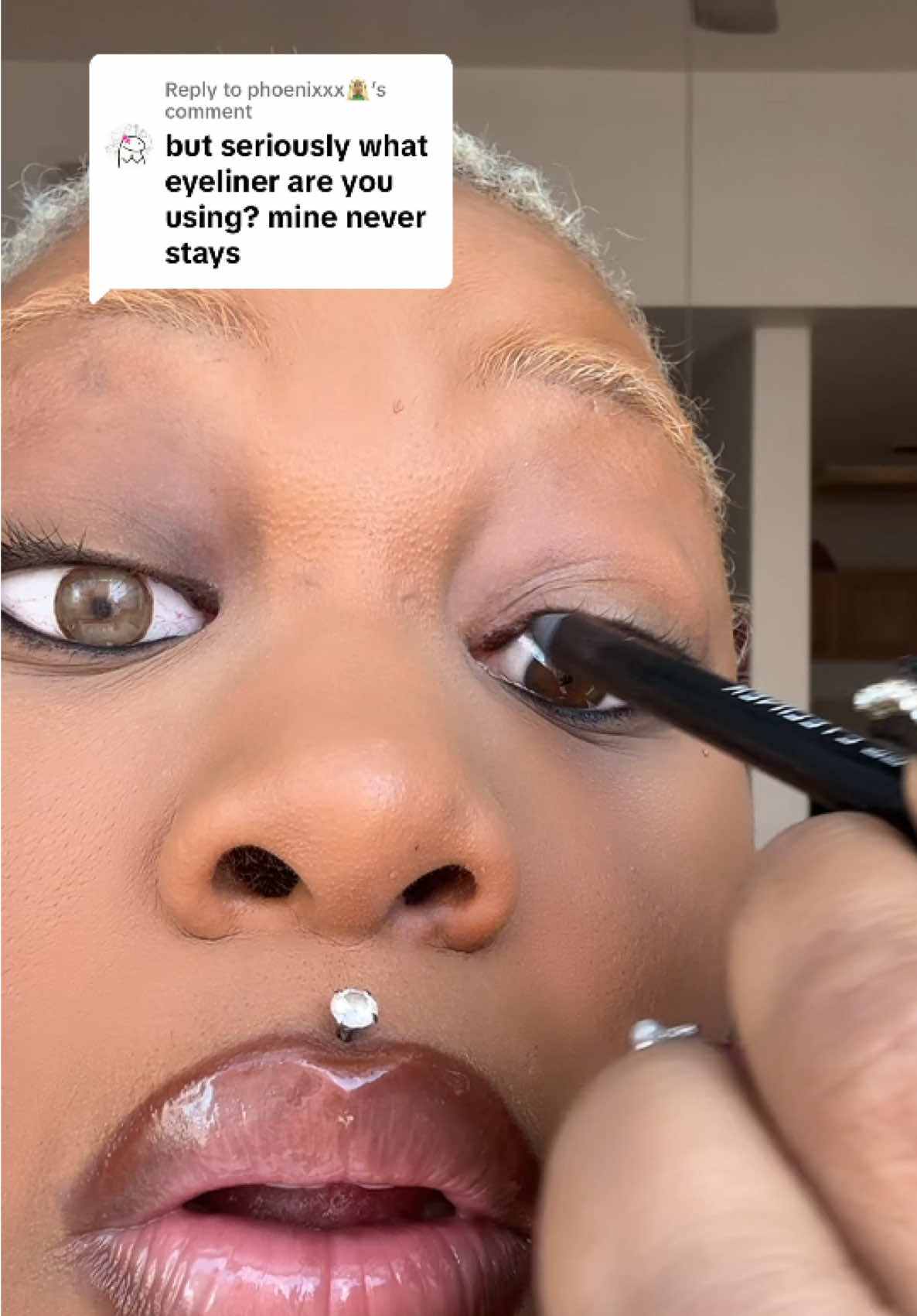 Replying to @phoenixxx🧝🏽‍♀️ @L.A. Girl Cosmetics Onyx or Midnight Black gel eyeliner #tightlines #lagirl #affordable #makeup #microphthalmia