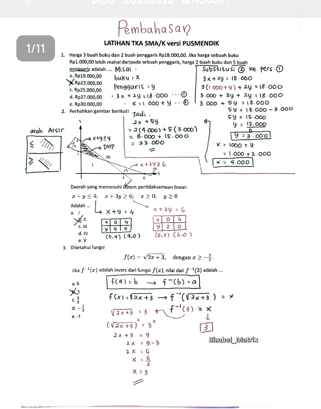 Semoga bermanfaat..   #pusmendik #matematikawajib #tkasma #TKA #SoalTKA 