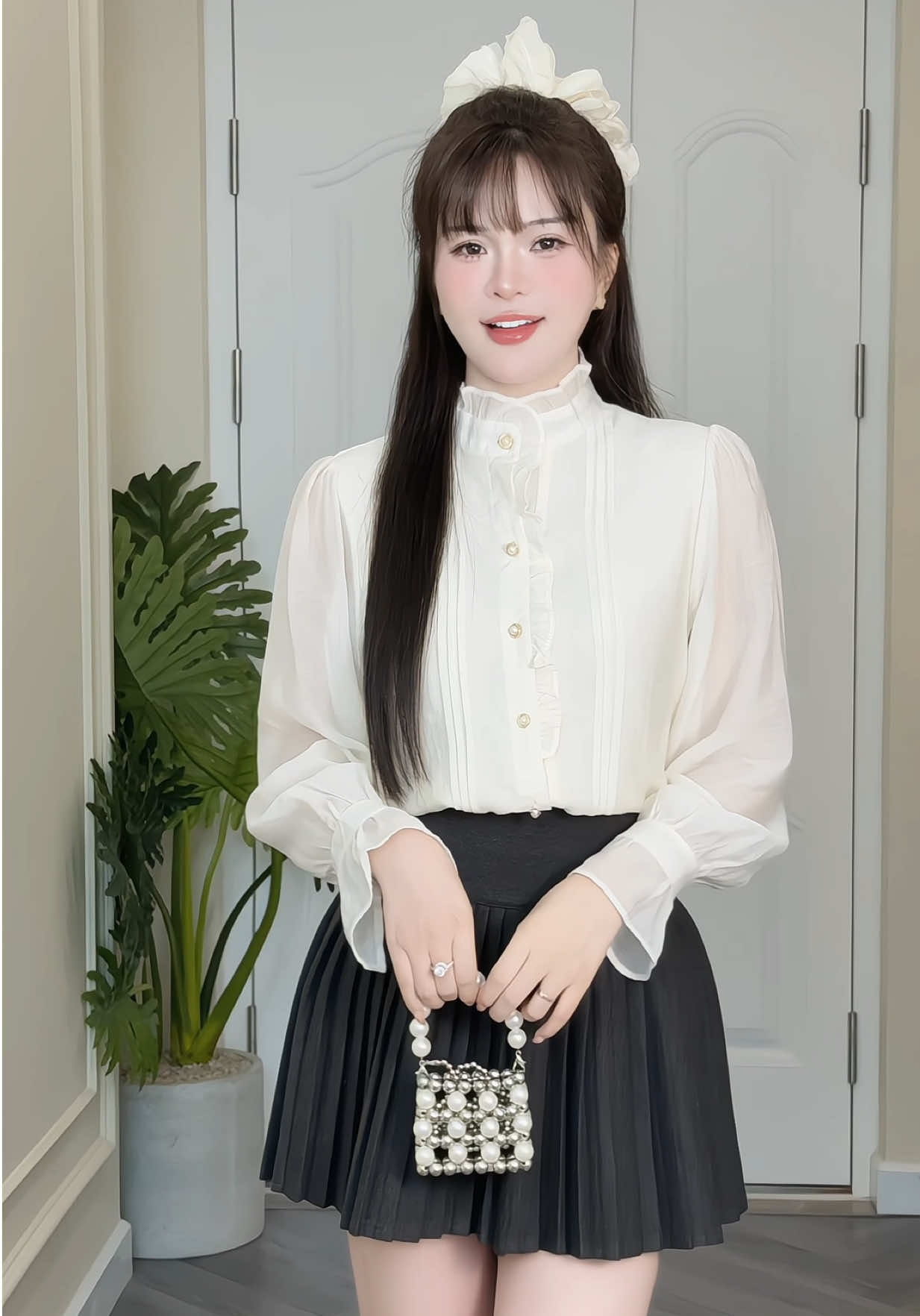 Áo sơ mi MÀU TRẮNG KEM tay bồng #champhanriview #somi 