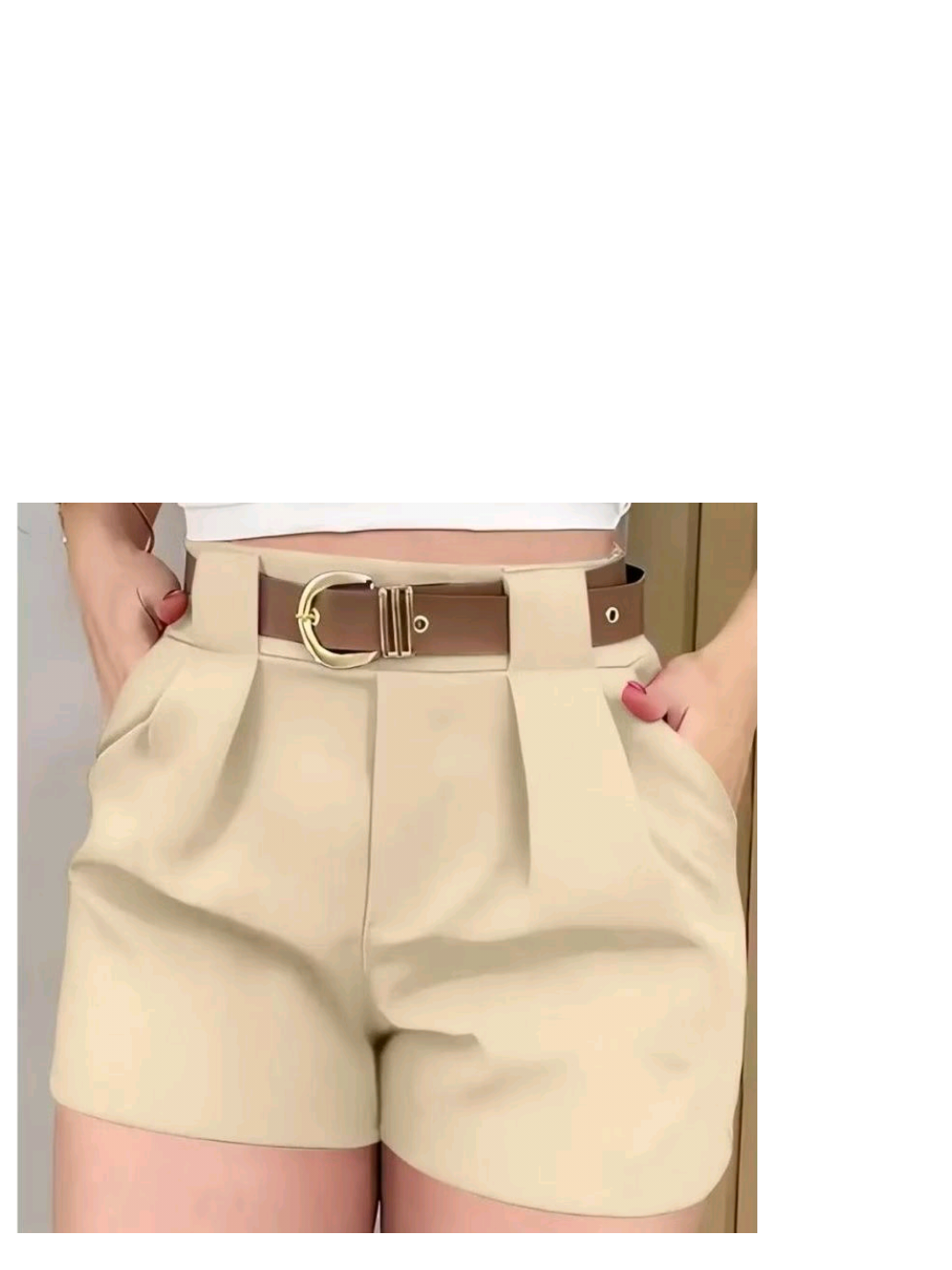 CLICK NO LINK DA BIO 👆  #0020942 Short Alfaiataria Feminino com Cinto com Bolso Cintura Alta Social 