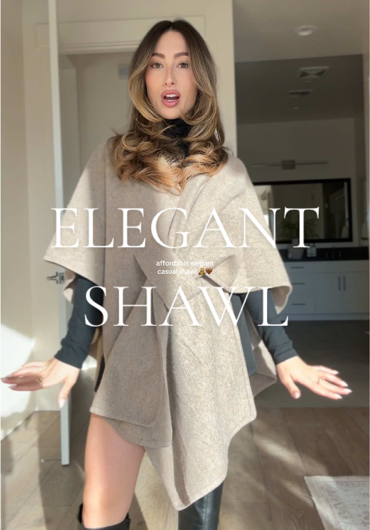 This shawl is perfect for fall. Elegant and it actually keeps you warm. Wearing the ‘fawn brown’ color 🤎 #shawl #shawltutorial #tiktokshopfinds #womensfashion 