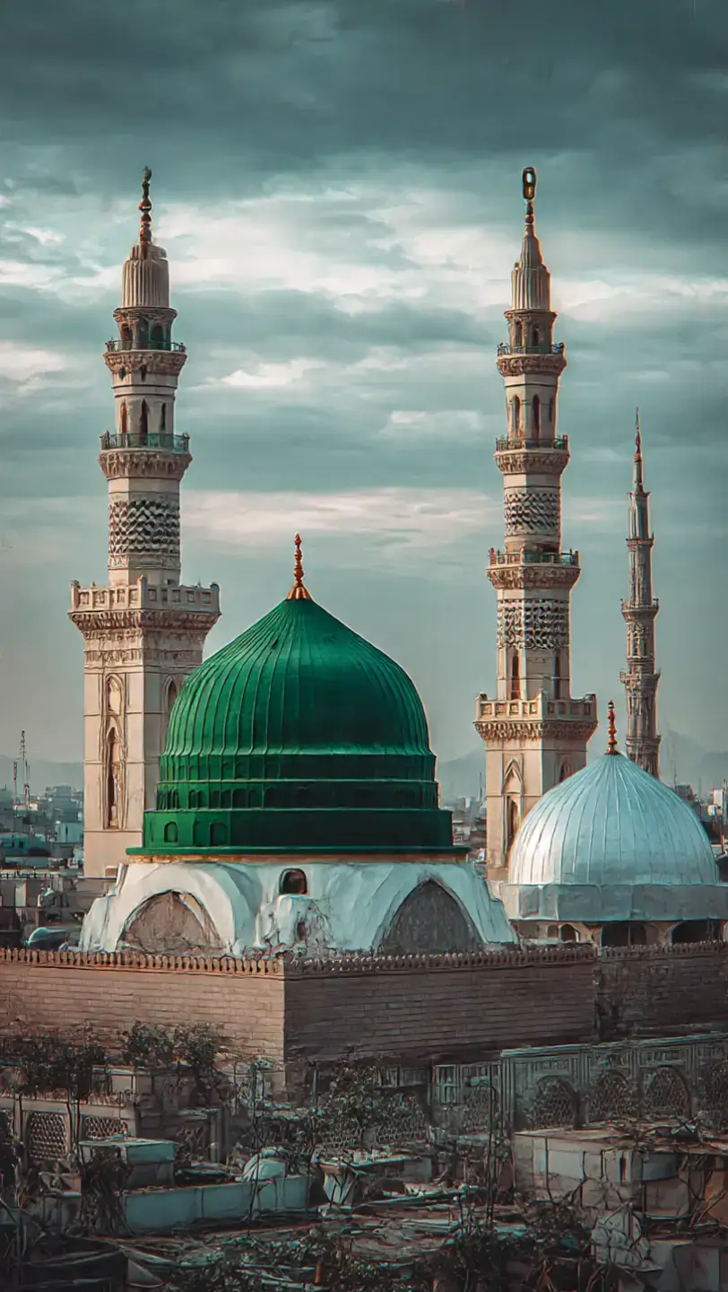 madinah munawra Madinah, the City of the Prophet, shines bright A beacon of faith, where Islam's history takes flight The Masjid an-Nabawi, a mosque of grandeur and might Where the Prophet Muhammad's tomb is a sacred sight The city's streets are lined with date palms, green and tall A tranquil oasis, where faith and peace enthrall Madinah's rich history and heritage are palpable and real A place where Muslims from all over the world come to feel The city's warm hospitality and welcoming smile Make it a place of pilgrimage, worth traveling a long while #plztiktokteamdontunderviewmyvideos #foryoupage