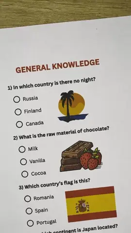 General Knowledge Quiz - Can you get 7/7? #quiz #quiztime #trivia #generalknowledge #LearnOnTikTok 