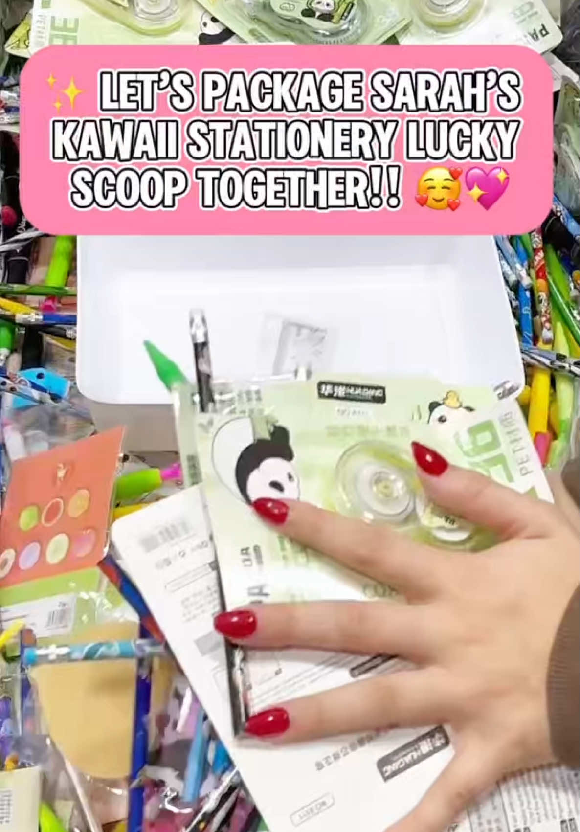 ✨ Let’s package Sarah’s Kawaii Stationery Lucky Scoop together!! 🥰💖. #StirOfBeautyFam #asmrpackagingorders #stirofbeautyasmrpackaging #stirofbeautypackaging 