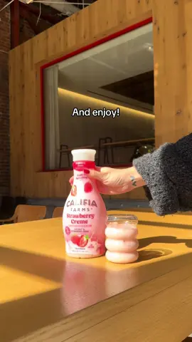 Refreshingly fruity and satisfyingly creamy, Califia Farms Strawberry Creme Refresher blends real strawberry juice and coconut cream for a perfectly balanced treat! 🍓 #califiafarms #strawberryrefresher #sweettreat 