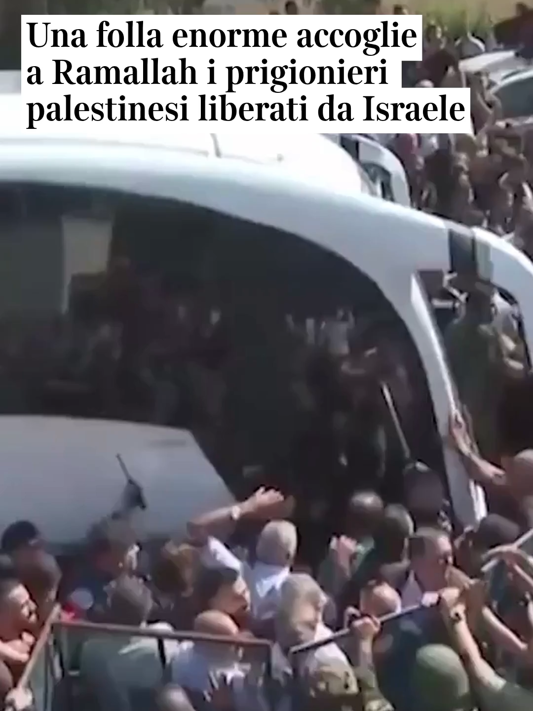 Una folla enorme ha accolto a Ramallah, in Cisgiordania, alcuni prigionieri palestinesi rilasciati da Israele nell'ambito dello scambio con gli ostaggi tenuti da Hamas. Una marea umana, come mostrano le immagini, è accalcata attorno ai bus dal quale ad uno ad uno sono scesi gli ex detenuti. Israele aveva messo in guardia i palestinesi della Cisgiordania occupata dal celebrare la liberazione dei prigionieri, minacciando arresti e punizioni per chi partecipa a festeggiamenti pubblici di amici e parenti. A febbraio, 183 prigionieri palestinesi - molti dei quali detenuti senza accuse formali - erano stati liberati nell'ambito di uno scambio con Israele. Secondo la Società dei prigionieri palestinesi, numerosi ex detenuti presentavano segni evidenti di torture e maltrattamenti subiti durante la detenzione. Sono migliaia i palestinesi arrestati dopo il 7 ottobre 2023, tra i quali molti minori, in gran parte senza accuse formali e incarcerati senza processo o la possibilità di difendersi o di provare a chiarire la loro posizione. #israele #hamas