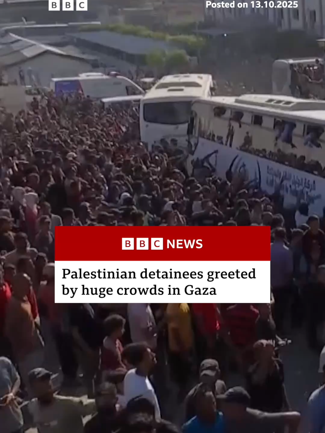 The Israeli prison service said it had transferred 1,968 Palestinian prisoners and detainees, as part of the ceasefire deal, from Israeli detention earlier on Monday. #MiddleEast #DonaldTrump #BenjaminNetanyahu #BBCNews
