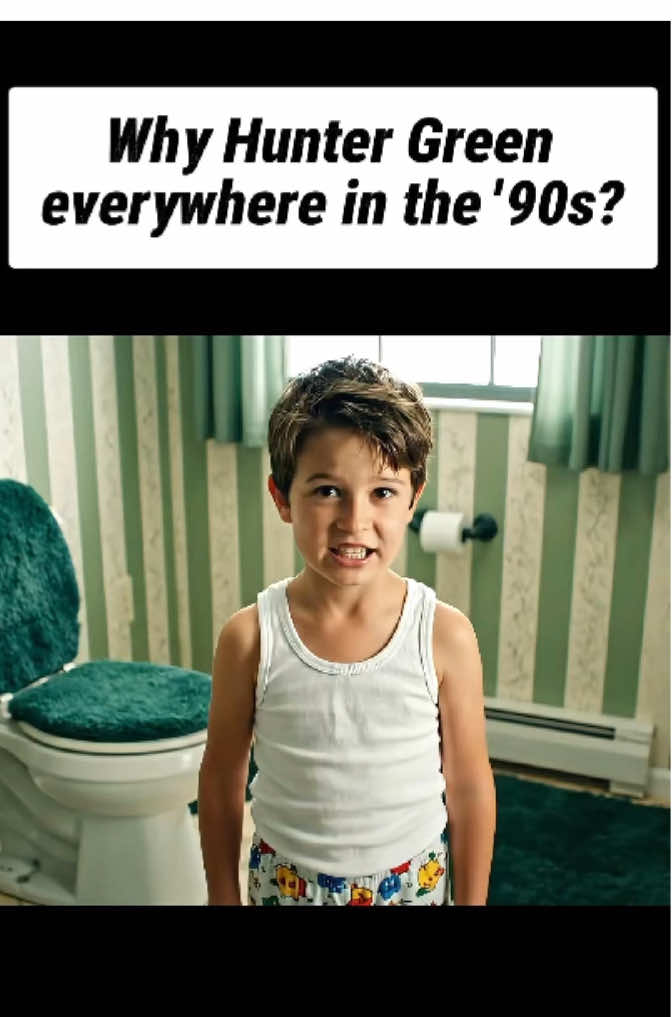 Why do people obsessed with “hunter green” in the ‘90s? From shag carpet to leather couch to bedroom. #nostalgia #90s #letsgoback #huntergreen #childhoodmemories 