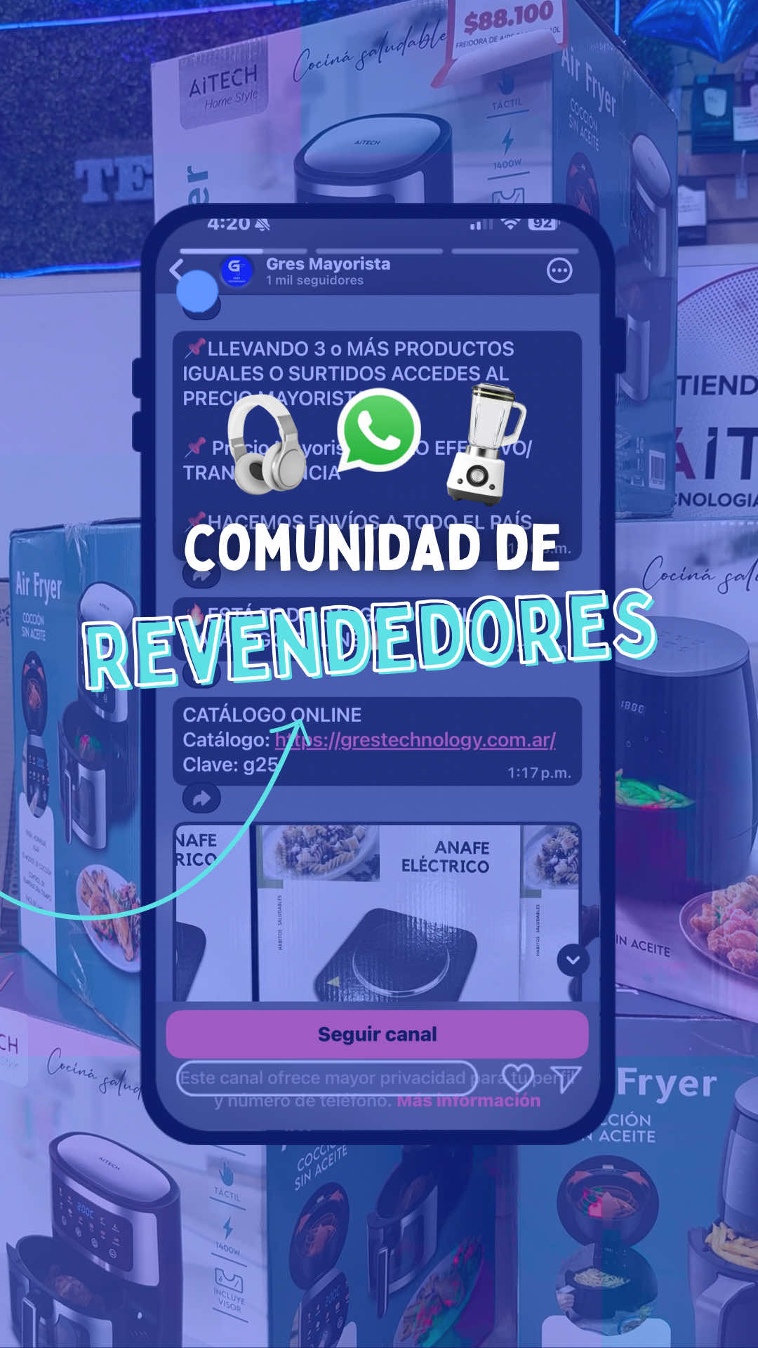 🎧📦 ¡Sumate a la COMUNIDAD DE REVENDEDORES GRES! Accedé a precios mayoristas llevando 3 o más productos 🔥 📲 Catálogo online, atención personalizada y envíos a todo el país 🚚 💬 Unite y empezá a ganar revendiéndo tecnología 💰 🔗 Catálogo: https://grestechnology.com.ar #Mayorista #Revendedores #GresTechnology #AirFryer #NegocioPropio 