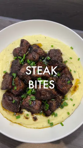 These garlic butter steak bites are EVERYTHING! Thank me later ✨ The full recipe is available on my website, link in my bio 🤍  #steak #Recipe #comfortfood #homecooking #FoodTok 