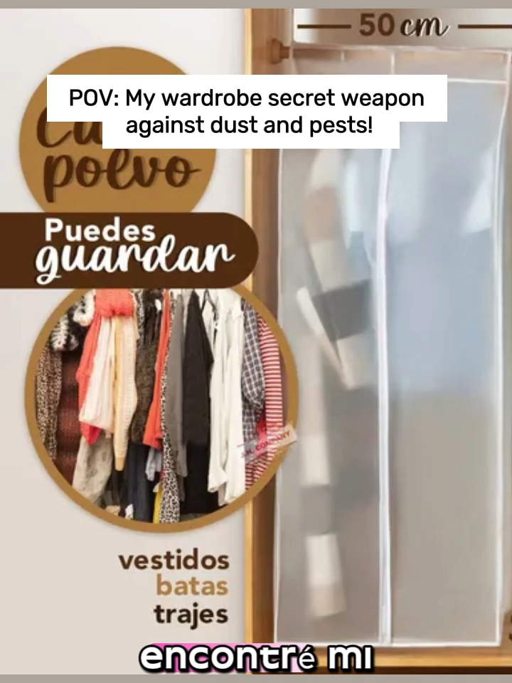 😩 ¿Tu ropa se llena de polvo o humedad? Con el Protector Antipolvo PEVA mantén tu clóset limpio y tu ropa impecable 👚✨ Instálalo fácil con velcro y olvídate de las polillas. 📦 Escanea el QR del video anclado entra al canal para conseguir el tuyo. #ClosetLimpio #RopaProtegida #HogarOrganizado #ProductosVirales