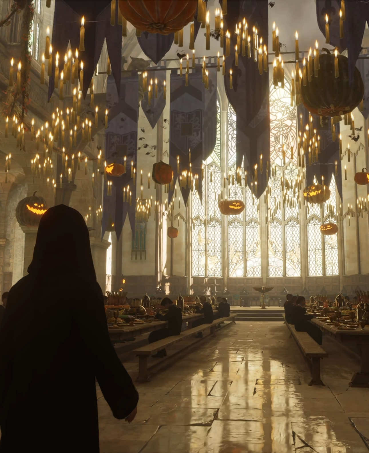 The Great Hall in Fall // #hogwartslegacy #hogwarts #harrypotter #ambience #fyp