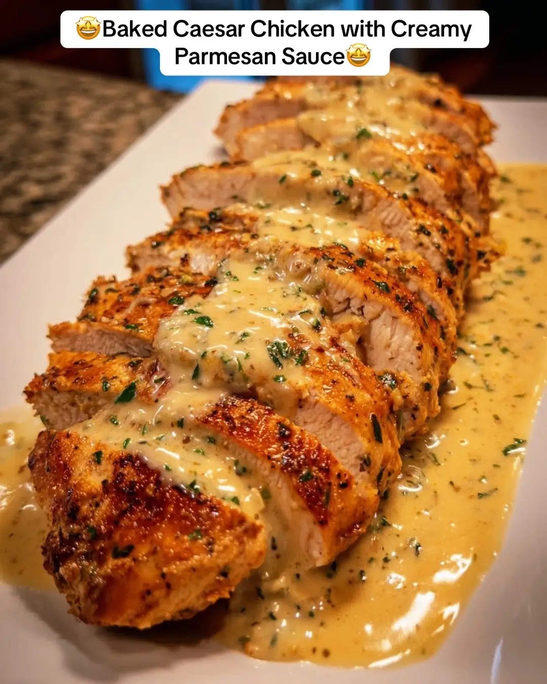 Baked Caesar Chicken with Creamy Parmesan Sauce Ingredients: 3 boneless, skinless chicken breasts 2 tbsp olive oil Salt and black pepper, to taste 1 tsp garlic powder 1/2 tsp paprika 1 cup heavy cream 1/2 cup grated Parmesan cheese 1 tsp Dijon mustard 1 tsp lemon juice 1/2 tsp dried thyme or Italian seasoning Fresh parsley, chopped (for garnish) Instructions: 1. Preheat the oven: Preheat your oven to 375°F (190°C). 2. Prepare the chicken: Pat the chicken breasts dry. Rub them with olive oil, salt, pepper, garlic powder, and paprika. 3. Sear the chicken (optional):In a skillet over medium-high heat, sear the chicken breasts for 2–3 minutes per side until lightly golden. This step adds color but can be skipped if you prefer baking directly. 4. Prepare the Parmesan sauce: In a small bowl, whisk together heavy cream, grated Parmesan, Dijon mustard, lemon juice, and thyme until smooth. 5. Bake the chicken: Place the chicken breasts in a greased baking dish. Pour the creamy Parmesan sauce evenly over the chicken. 6. Bake: Cover with foil and bake for 20–25 minutes, or until the chicken reaches an internal temperature of 165°F (74°C). For a lightly browned top, remove foil in the last 5 minutes. 7. Slice and serve: Let the chicken rest for 5 minutes. Slice each breast and serve with the creamy Parmesan sauce spooned over the top. Garnish with chopped parsley. Serving Tip: Serve alongside roasted vegetables, mashed potatoes, or a crisp green salad for a complete meal. Servings:3 Prep Time:10 minutes Cook Time:25 minutes Total Time:35 minutes #BakedCaesarChickenwithCreamyParmesanSauce #fyp #earthangel #foryou #recipeladygang #repost #recipady1111 #share #cookingrecipes #recipesforyou #recipelady #recipesoftiktok #comfortfood 