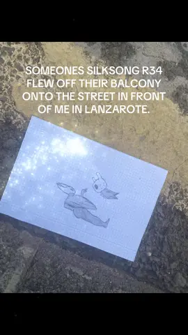 I’m on holiday for a week in Lanzarote, was walking down the street back towards my hotel when paper flew on the street in front of me AND MY MUM. we thought they were flyers, picked one up and NO. I only got a picture of two of them since I wasn’t sure if someone threw it on purpose (??) there were 3 total. We think some kid must’ve drawn them and it blew off the table or something 💀 #silksong #hollowknight #fyp #meme #wtf 