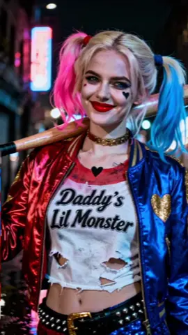 A little chaos never hurt anyone… right? 💋💥 #harleyquinn #jokerandharley #madlove #villainvibes #aiart 