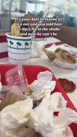 I took him for lunch after his doctors appointment and he chose in n out. Safe to say he loved it. #innout #fries #shake #Foodie #fyp #fastfood #burger 