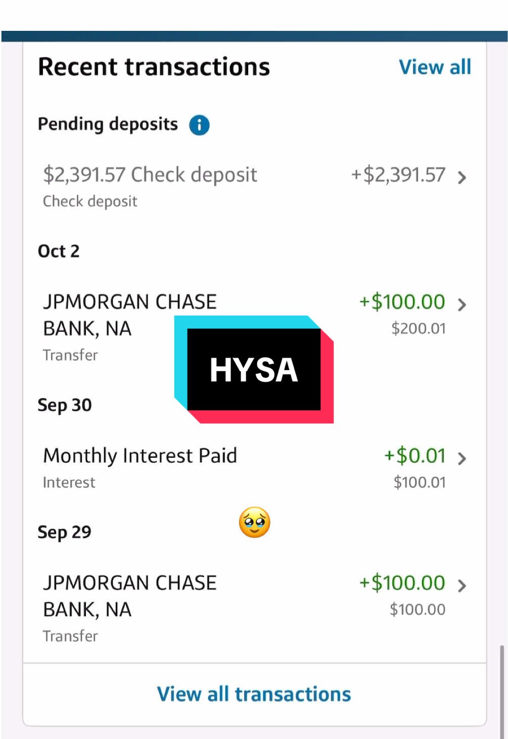 Finally opened a HYSA 🫶🏼💰✨ #financialliteracy #financiallearning #savings #hysa #moneytok 