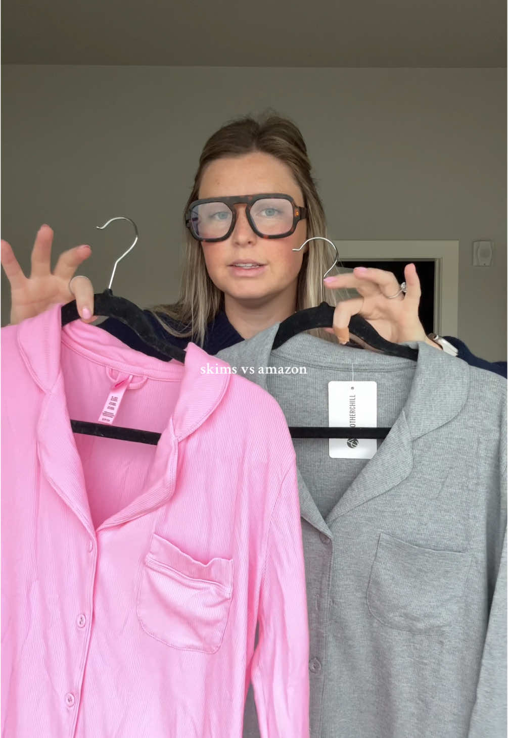Skims vs Amazon pajamas !! #amazonfinds #amazonmusthaves #pajamas #fallfashion #affordablefashion #pajamasets #giftsforher 