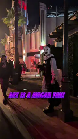 Art the Clown is a M3gan fan! So much that he knows the dance!  #arttheclownterrifier #terrifier #arttheclown #m3gan #hhn @Halloween Horror Nights @Universal Studios Hollywood @Blumhouse 