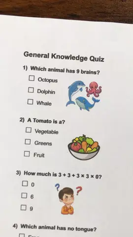 General knowledge quiz-Can you get 7/7? #quiztime #general #grow #foryou #viral 