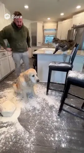 look at innocent dog😂, but the cat blaming on dog😂#cat #dog #sora #fyp #funny 