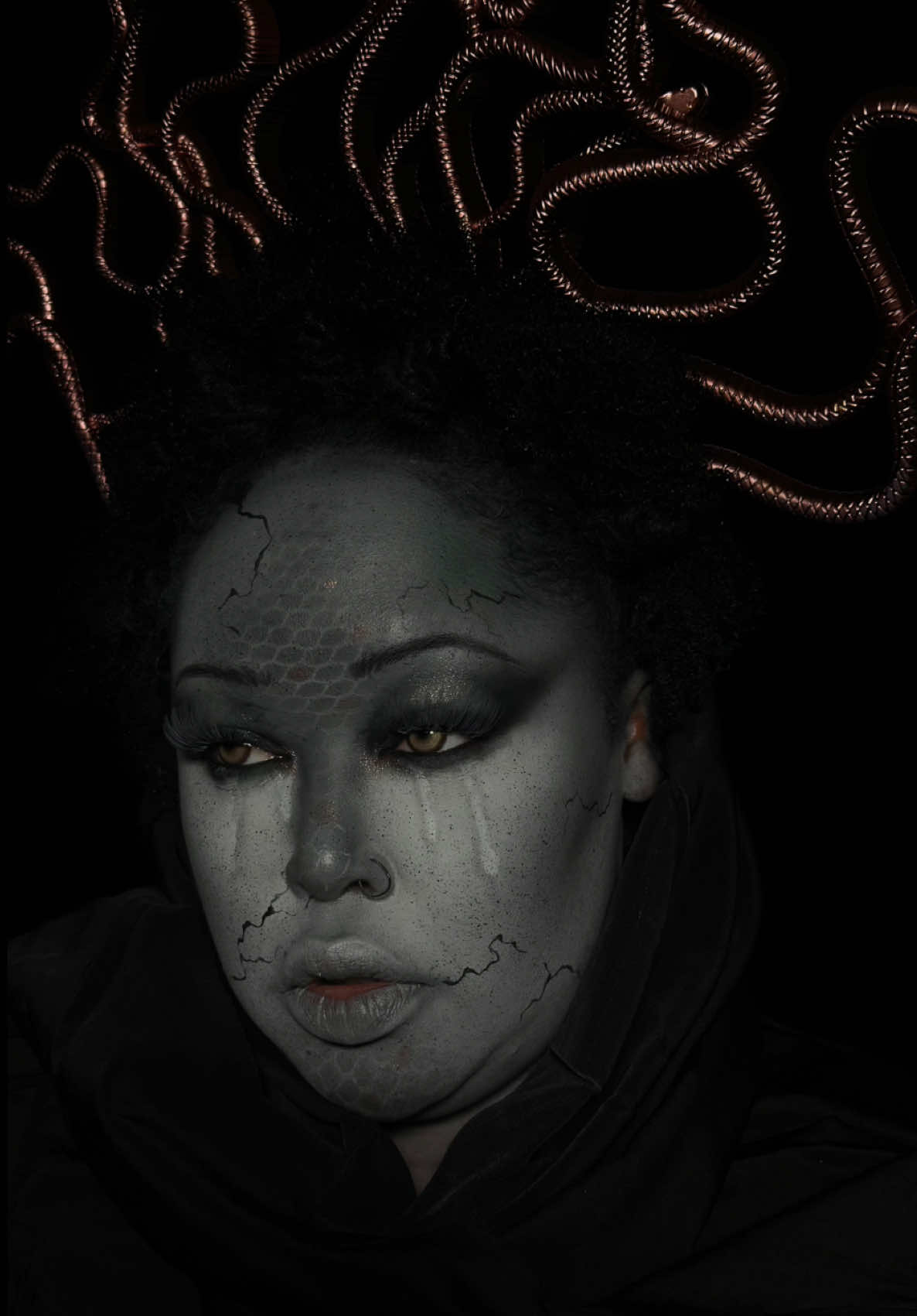will definitely redo this look bc i kinda hate it #beauty #halloweenlooks #doctorwho #medusa #creativemakeup