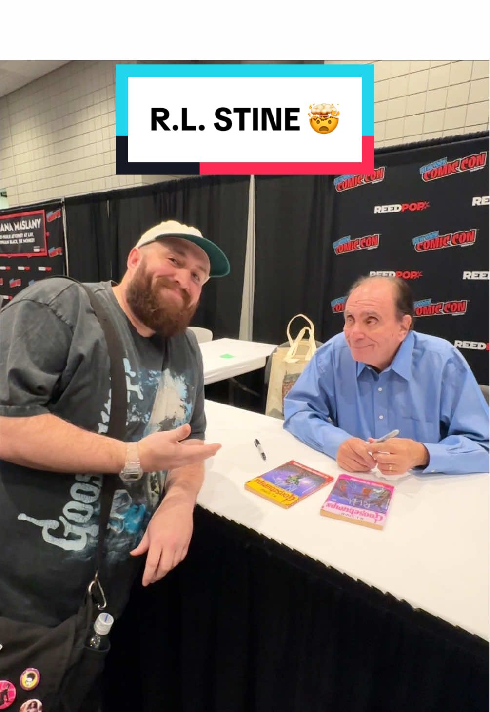 When I saw that R.L. Stine was going to be at New York comic con I knew I was gonna do everything I could in order to meet him.  The problem of course is he’s only available for an hour and there’s no pre-sale so it’s strictly down to staff on who was able to get in line.  I genuinely thought about walking away, but decided to stick it out in the overflow line as a just in case and thank God I did because HOLY COW I was able to meet the legend.  Anyone who has been watching the content for the past few years, especially the long form on YouTube, you know how insanely special this is for me!!!  @Ne@New York Comic Cono@Goosebumps Serieso#goosebumpso#goosebumpsbooksl#rlstiney#nycc2025o#goosebumpsseries
